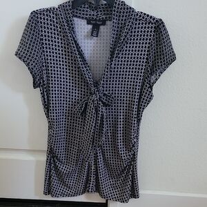 WHBM Tie Neck Short Slewve Top